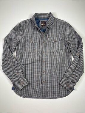 PrAna Chapland Slim Fit 100% Organic Cotton Plaid Button Up Shirt Large